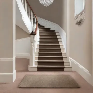 The sleek and modern stair-rod perfectly complemented the elegant and luxurious stair-carpet, creating a stylish statement in the hallway.