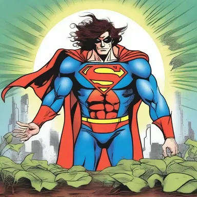The superhero's superpower included growing root hair from his fingertips, which he used to sense vibrations in the ground.