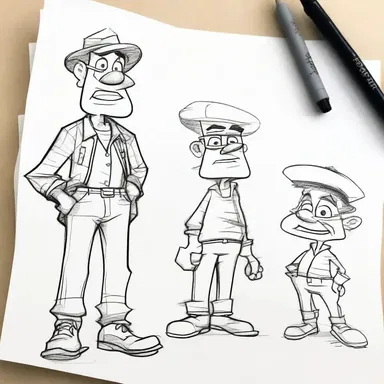 The artist shared their unpublished sketches for a new cartoon character, showcasing their creative process.