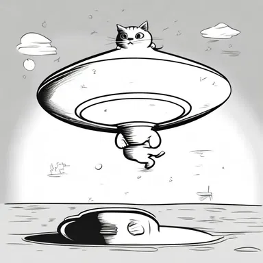 In the cartoon, the mischievous cat always found a clever way to attach himself to the underside of a flying saucer, causing chaos wherever it went.