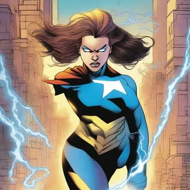 In this action-packed comic book, the superhero uses her electric powers to vaporize the enemy and save the city from destruction.
