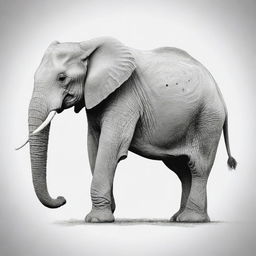 A simple and elegant outline of an elephant, emphasizing its majestic and enormous features.