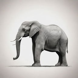 A simple and elegant outline of an elephant, emphasizing its majestic and enormous features.