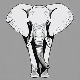 A simple and elegant outline of an elephant, emphasizing its majestic and enormous features.