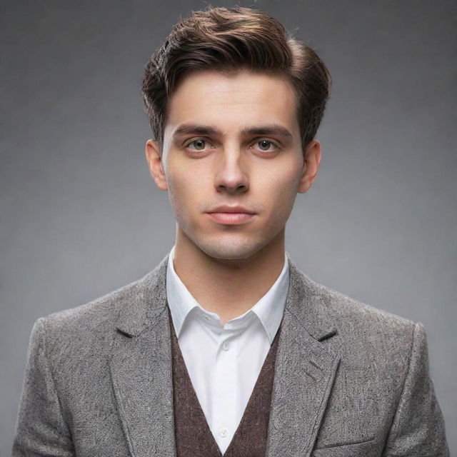Generate an image of a fictional character with unique features and attire, depicting a person that does not exist in real life.