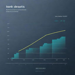 A graphic illustration showing a rising trend of bank deposits over time. Include a line graph with dates on the x-axis and deposit amounts on the y-axis, all presented in a sleek and professional style.