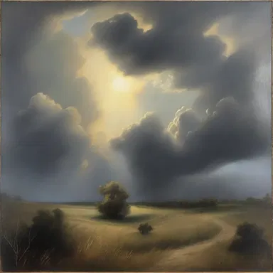 The painting depicted the egress of light through the dark clouds, creating a sense of hope and serenity.