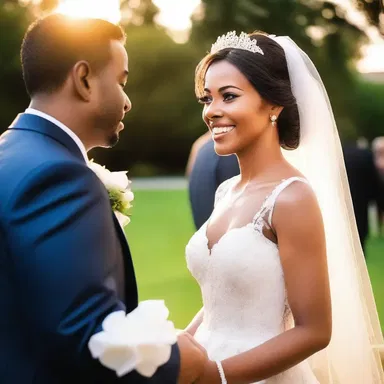 As the sun set, the beautiful bride egressed from the church, radiating love and happiness.