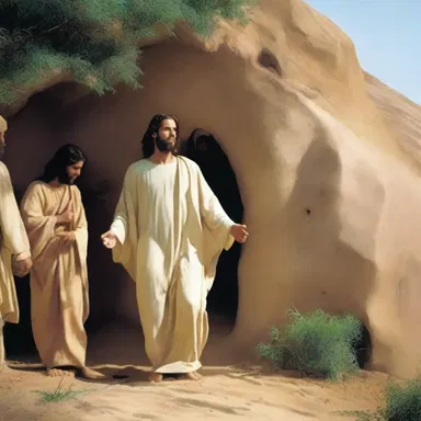 According to the Bible, Jesus egressed from the tomb three days after his crucifixion, signifying his resurrection.