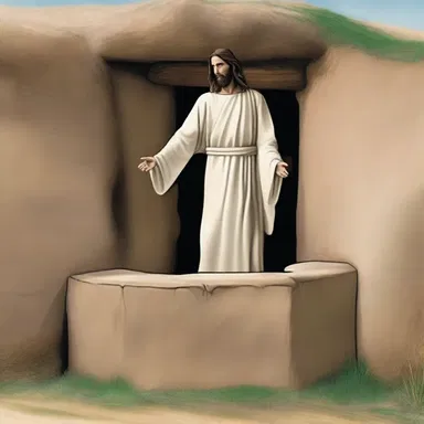 According to the Bible, Jesus egressed from the tomb three days after his crucifixion, signifying his resurrection.