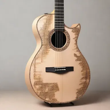 The luthier showcased his innovative design of a guitar with a unique, fashion-forward pattern on its body.