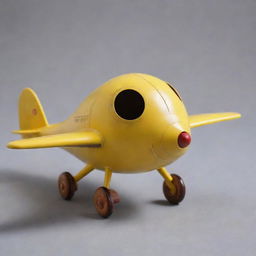 A detailed image of a toy airplane designed to look like a momo, or Tibetan dumpling, with round plump body, engineless wings, and a cute propeller nose.