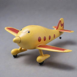 A detailed image of a toy airplane designed to look like a momo, or Tibetan dumpling, with round plump body, engineless wings, and a cute propeller nose.