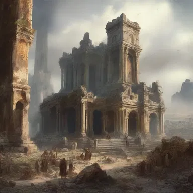 The ravaging war left the once prosperous kingdom in ruins, as described in the epic fantasy novel.