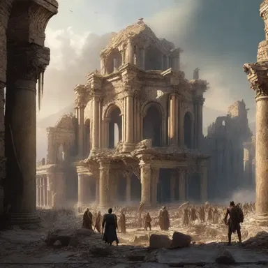 The ravaging war left the once prosperous kingdom in ruins, as described in the epic fantasy novel.