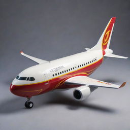 An engaging image of a Boeing-style airplane sculpted to resemble a momo or Tibetan dumpling, complete with signature elements of the Boeing design.