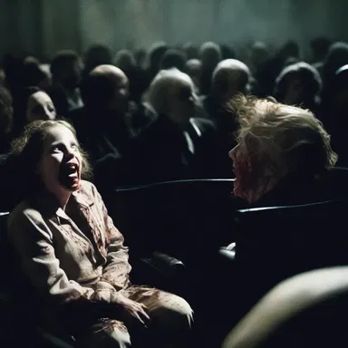 The horror movie was so intense that it filled the audience with frisson, making them jump in their seats.