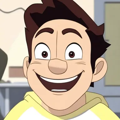 In the animated series, the character's face would often display a brief moment of blankness before bursting into fits of laughter.