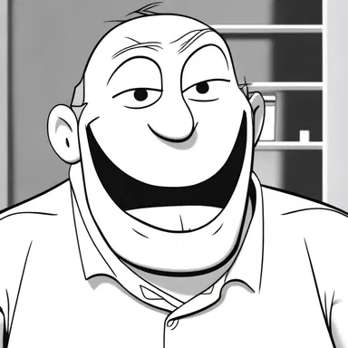 In the animated series, the character's face would often display a brief moment of blankness before bursting into fits of laughter.