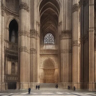 The cathedral's imposing facade reflects the censure of excommunication, symbolizing the separation between the divine and the individual.