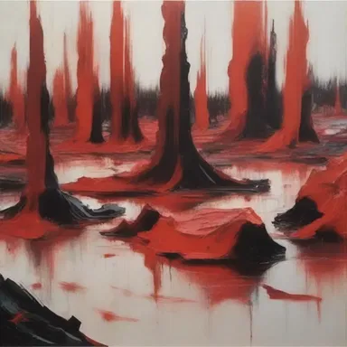 The artist used bold brushstrokes to depict the depletion of natural resources in a striking and thought-provoking manner.
