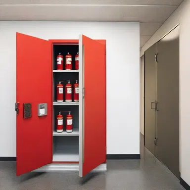 The architect included a fire hose cabinet in the building's design to ensure the safety of the occupants in case of a fire emergency.