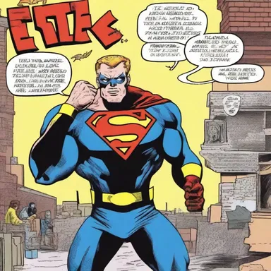 In the comic book, the hero delivers a tirade against the villains, condemning their evil deeds and vowing to protect the innocent.