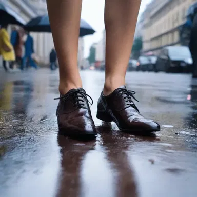 In the romantic novel, the protagonist lost her half sole shoe while running to meet her lover in the pouring rain.
