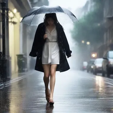 In the romantic novel, the protagonist lost her half sole shoe while running to meet her lover in the pouring rain.