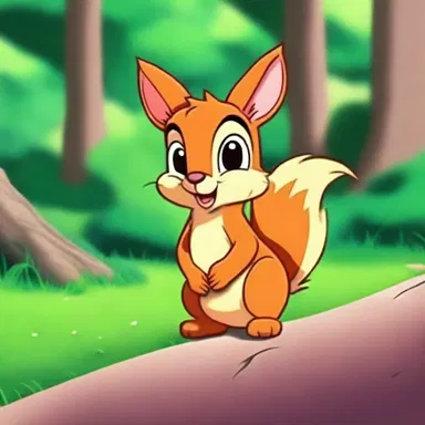 The fawn-colored squirrel in the cartoon had adorable fluffy ears.