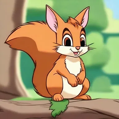 The fawn-colored squirrel in the cartoon had adorable fluffy ears.