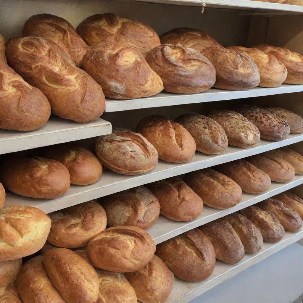 A traditional bakery filled with an assortment of baked goods freshly preserved