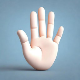 A high-quality 3D render of a cartoonish hand with rounded shapes, pointing in an orthographic view