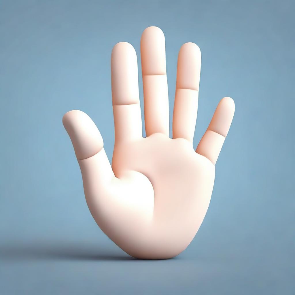 A high-quality 3D render of a cartoonish hand with rounded shapes, pointing in an orthographic view