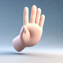 A high-quality 3D render of a cartoonish hand with rounded shapes, pointing in an orthographic view