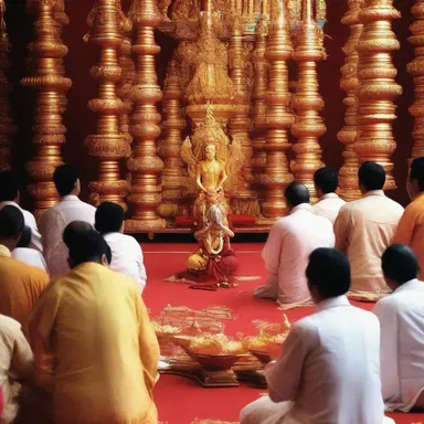 The devotees prayed before the simulacrum of their deity.