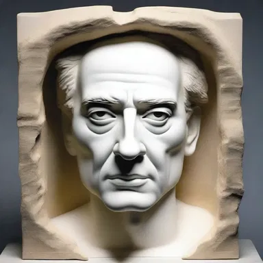 In the novel, the author describes a character's emotional state through the simulacrum sculpted in their likeness.