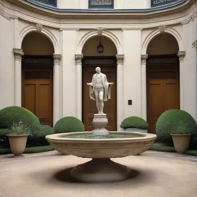 The grand mansion featured a stunning simulacrum of the owner in the courtyard, displaying their influence and wealth.