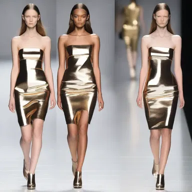 The fashion designer drew inspiration from the sleek design of the oiler ship, incorporating its metallic elements into the collection.