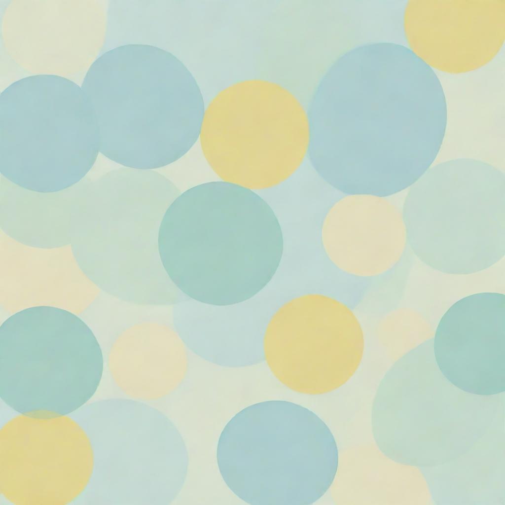 Generate an abstract board filled with circles in soft hues of yellow, mint green and light blue.