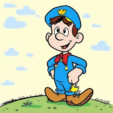 The cartoon character had a folksy catchphrase that became popular among children.