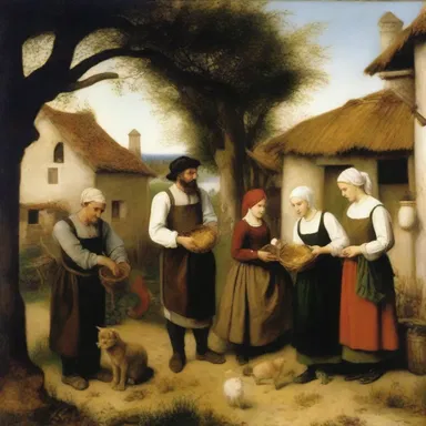The folksy charm of rural life was depicted in paintings during the Renaissance period.