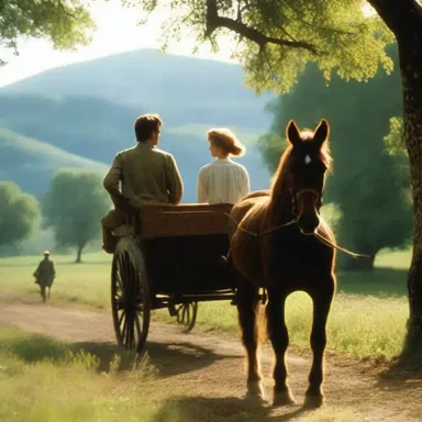 The workhorse in the romantic movie carried the lovers through the picturesque countryside.