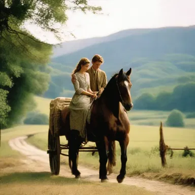 The workhorse in the romantic movie carried the lovers through the picturesque countryside.