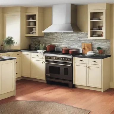 The workhorse of this modern kitchen is the heavy-duty range that can withstand frequent use.