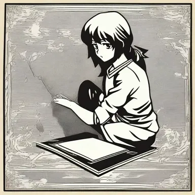 In the anime series, the protagonist uses a linoleum cutter to create intricate linoleum prints.