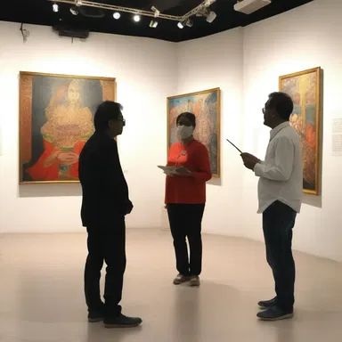 The painting exhibition auspicated its opening by displaying a stunning masterpiece created by a renowned artist.