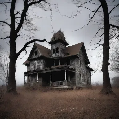 The eerie silence and sudden gusts of wind around the haunted house auspicated the ghostly presence within.