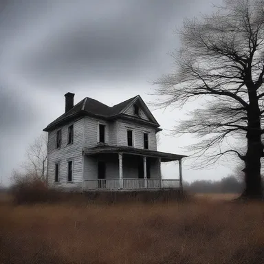 The eerie silence and sudden gusts of wind around the haunted house auspicated the ghostly presence within.