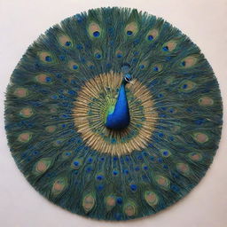 Dazzling mandala art adorned with intricate patterns of peacock feathers